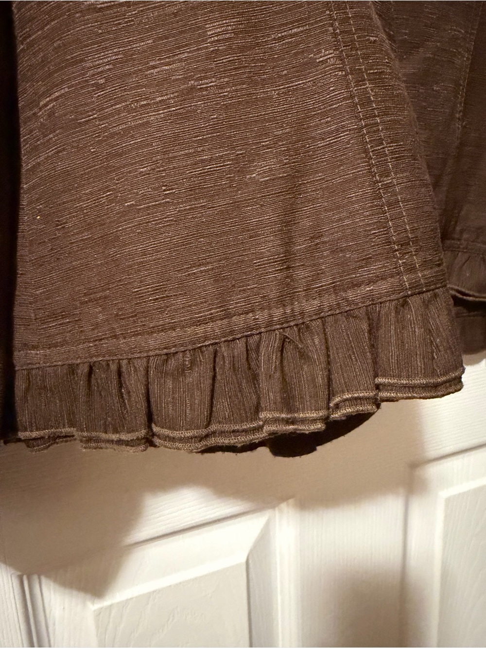 Brown silk Ruffle-Trim Utility Jacket - Picture 6 of 7